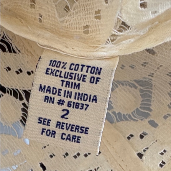 Anthropologie Cream Lace Button-Front Blouse - Picture 3 of 3